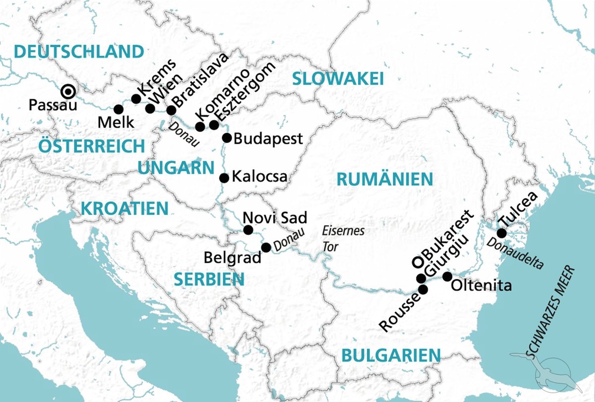 Flusskreuzfahrt Donaudelta Routenkarte 2025